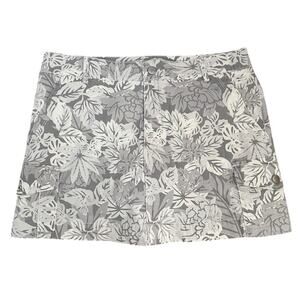 Kikit Skort Women 12 Gray Hawaiian Floral Mini Cargo Y2K Resort Vacation Skirt